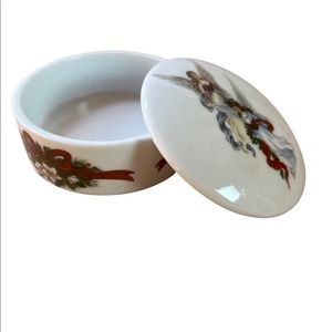 Small Round Trinket Bowl Box Angels Bows By The Egg Lady